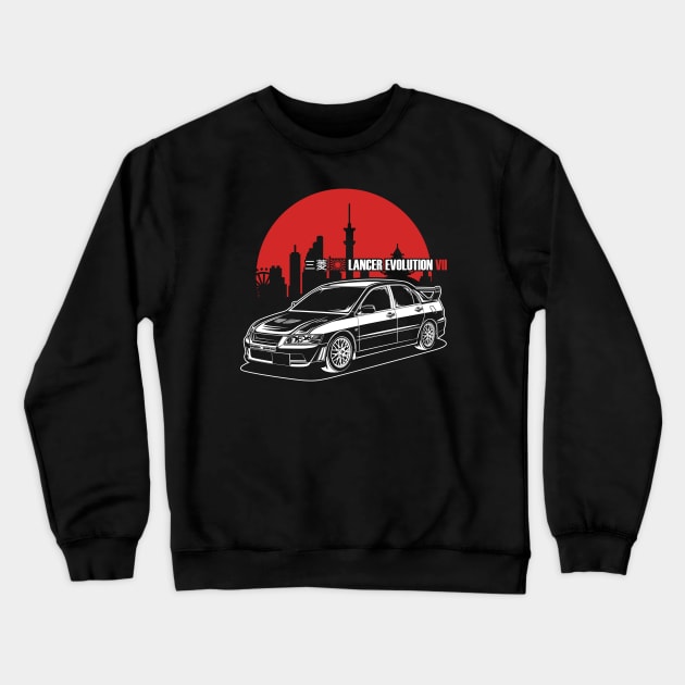 Lancer Evolution VII - Red & White Print Crewneck Sweatshirt by WINdesign